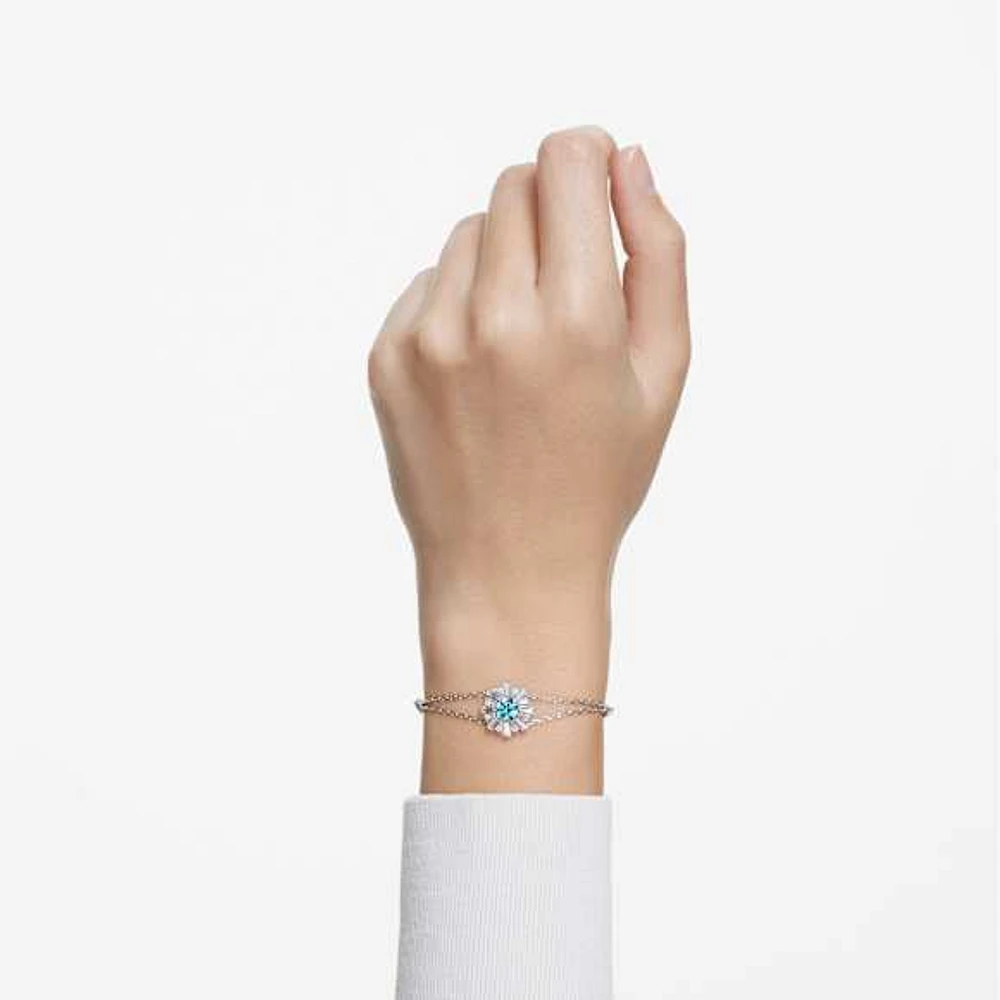 Idyllia bracelet, Mixed cuts, Sun, Green, Rhodium plated by SWAROVSKI