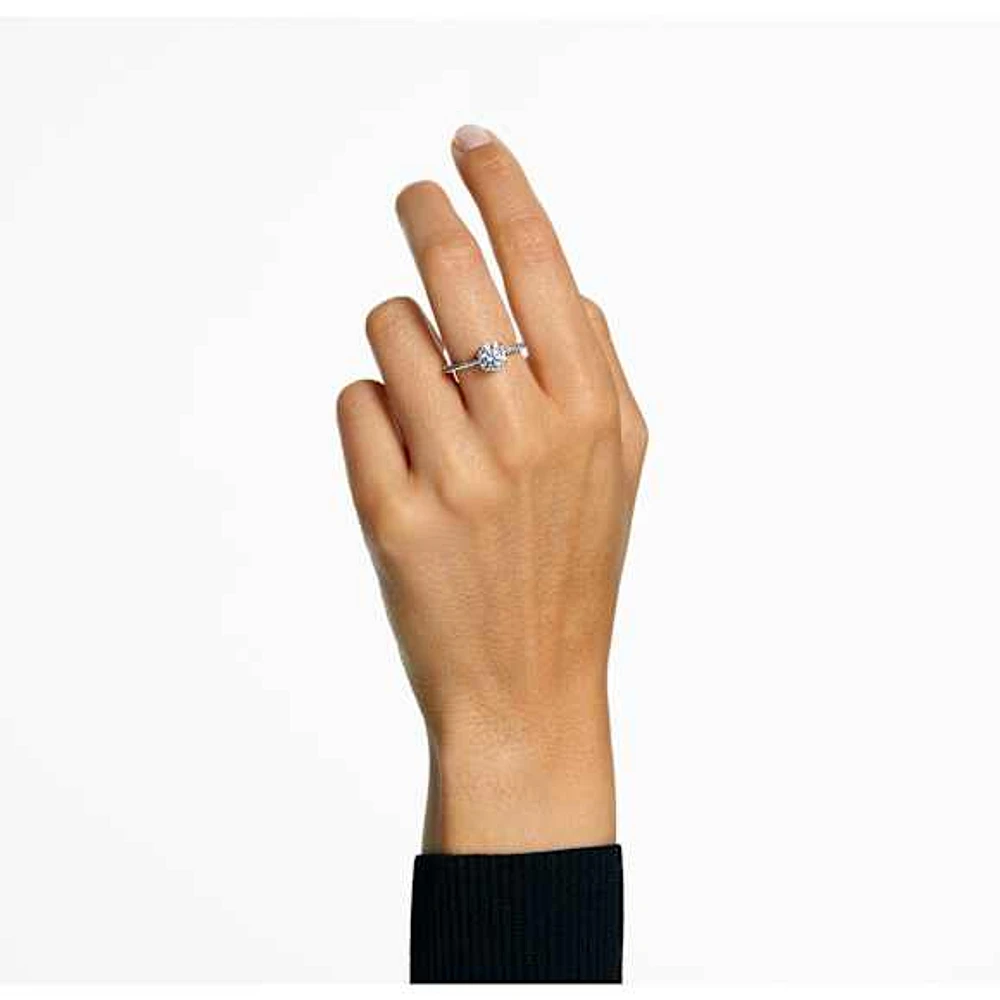 Constella cocktail ring, Round cut, Pavé, White