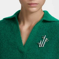 Dellium brooch, Bamboo, Green, Rhodium plated by SWAROVSKI