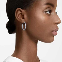 Matrix hoop earrings, Round cut, Blue, Rhodium plated by SWAROVSKI