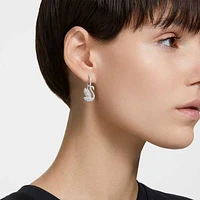Swarovski Iconic Swan drop earrings, Swan, White, Rhodium plated by SWAROVSKI