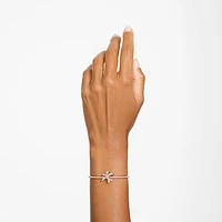 Volta bangle, Bow, White, Rose gold-tone plated by SWAROVSKI