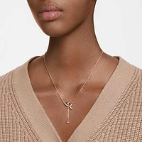 Volta Y pendant, Bow, Pink, Rose gold-tone plated by SWAROVSKI
