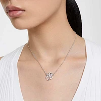 Volta necklace, Bow, Small, White, Rhodium plated by SWAROVSKI