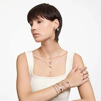 Matrix ring, Baguette cut, Pink, Rose gold-tone plated by SWAROVSKI