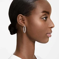 Matrix hoop earrings, Round cut, White, Rhodium plated by SWAROVSKI