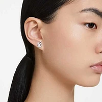 Swarovski Iconic Swan stud earrings, Swan, White, Rhodium plated by SWAROVSKI