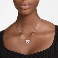 Matrix pendant, Mixed cuts, Heart, White, Rhodium plated by SWAROVSKI