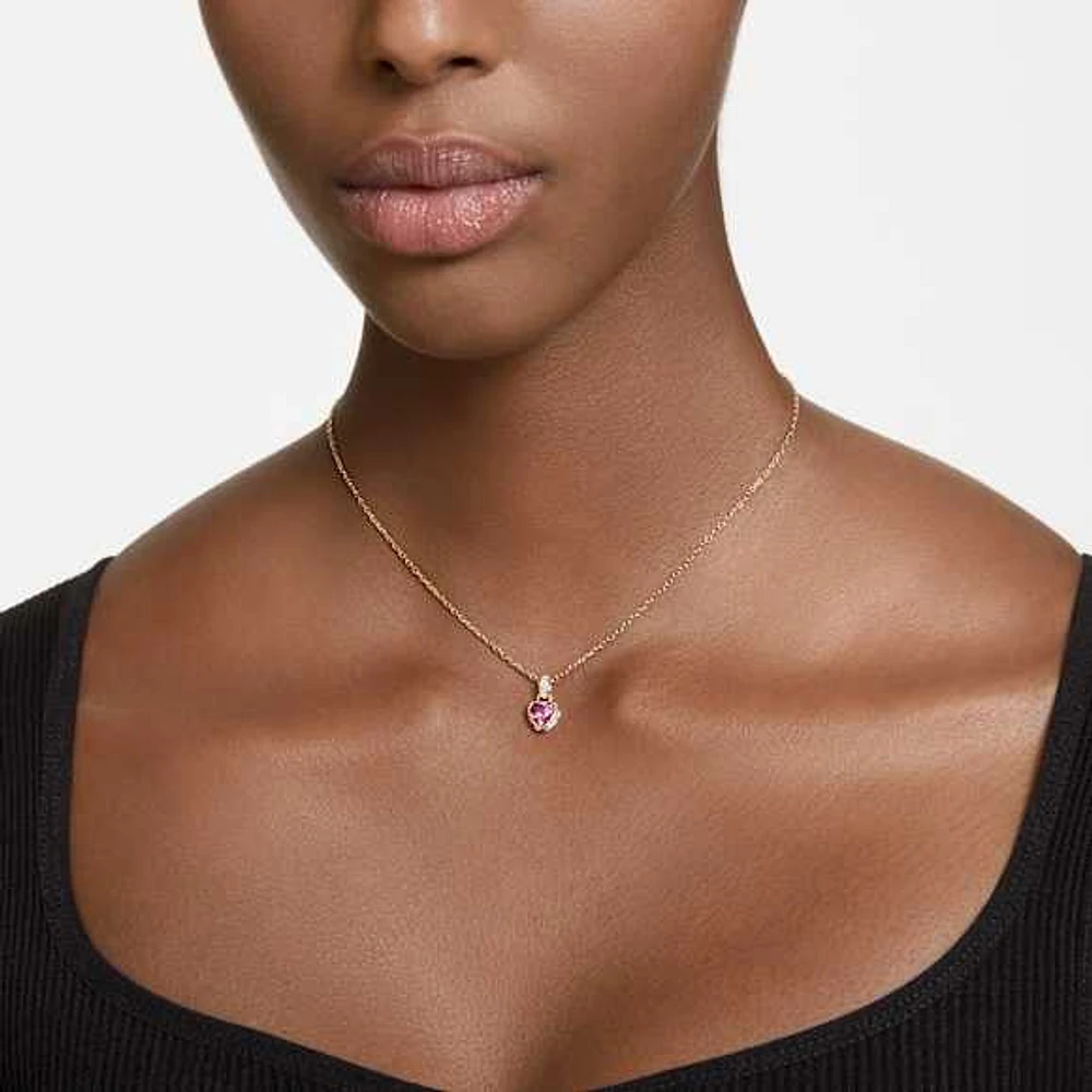 Stilla pendant, Heart, Red, Gold-tone plated by SWAROVSKI