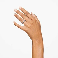 Matrix ring, Baguette cut, Gray, Ruthenium plated by SWAROVSKI