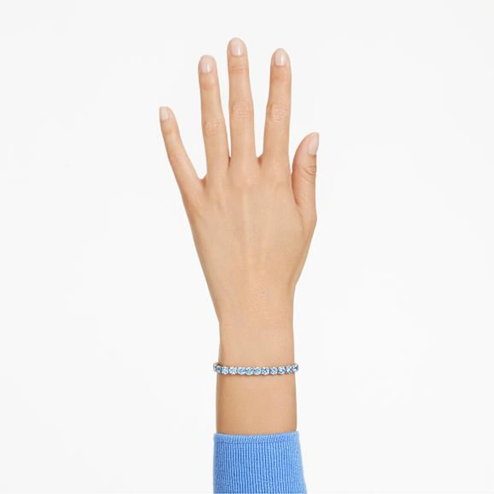 Matrix Tennis bracelet, Round cut, Blue, Rhodium plated by SWAROVSKI