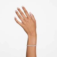 Matrix Tennis bracelet, Round cut, White, Rhodium plated by SWAROVSKI