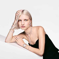 Matrix Tennis bracelet, Round cut, White, Rhodium plated by SWAROVSKI