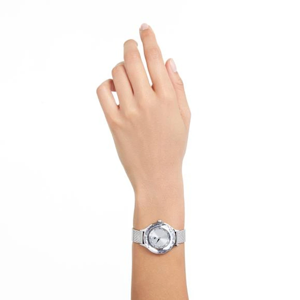 Nova watch, Swiss Made, Metal bracelet, Silver Tone, Stainless steel by SWAROVSKI