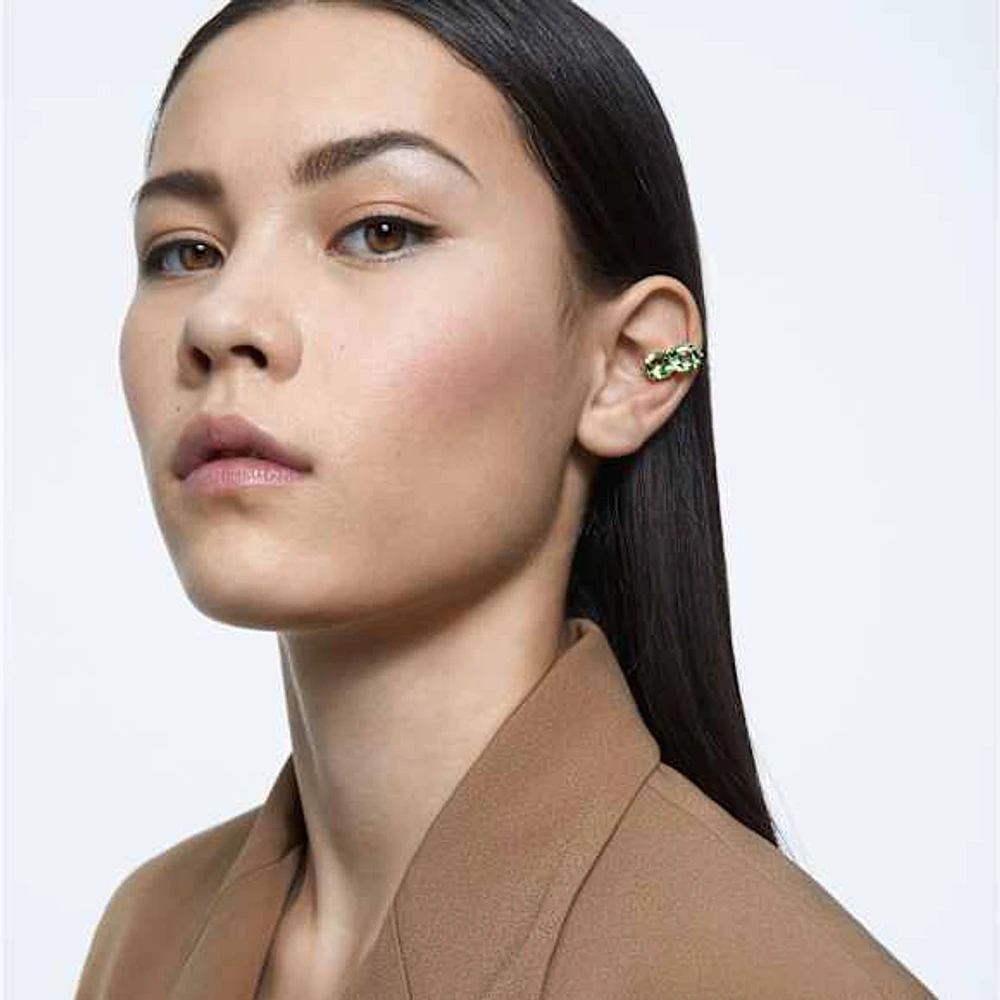 Millenia clip earrings, Square cut, Green, Gold-tone plated by SWAROVSKI