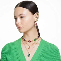 Millenia clip earrings, Square cut, Green, Gold-tone plated by SWAROVSKI