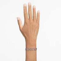 Wordmark bracelet, Swarovski, White, Rhodium plated by SWAROVSKI