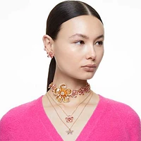 Florere stud earrings, Flower, Pink, Gold-tone plated by SWAROVSKI