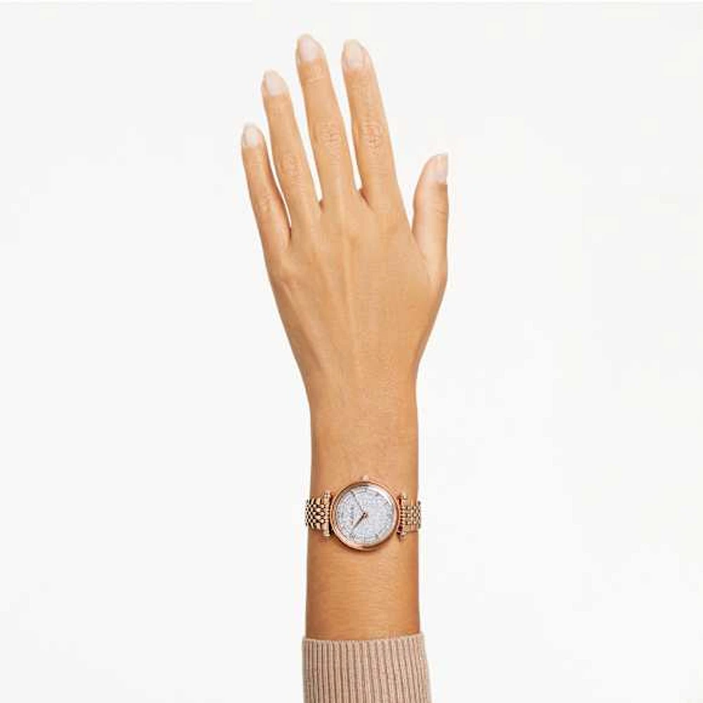 Crystalline Wonder watch, Swiss Made, Metal bracelet, Rose gold tone, Rose gold-tone finish by SWAROVSKI