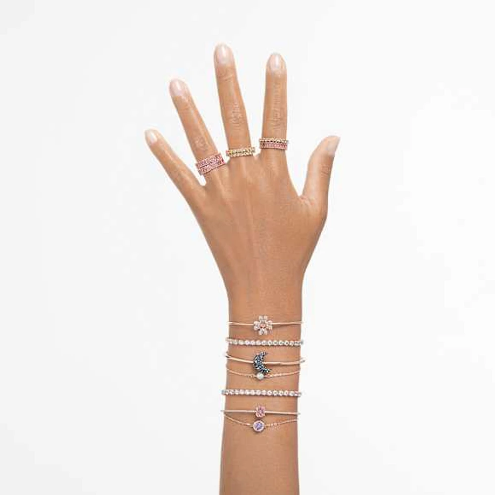 Matrix Tennis bracelet, Round cut, White, Rose gold-tone plated by SWAROVSKI