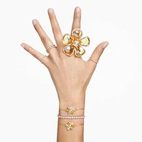 Matrix Tennis bracelet, Round cut, White, Gold-tone plated by SWAROVSKI