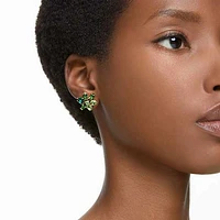 Gema stud earrings, Mixed cuts, Flower, Green, Gold-tone plated by SWAROVSKI