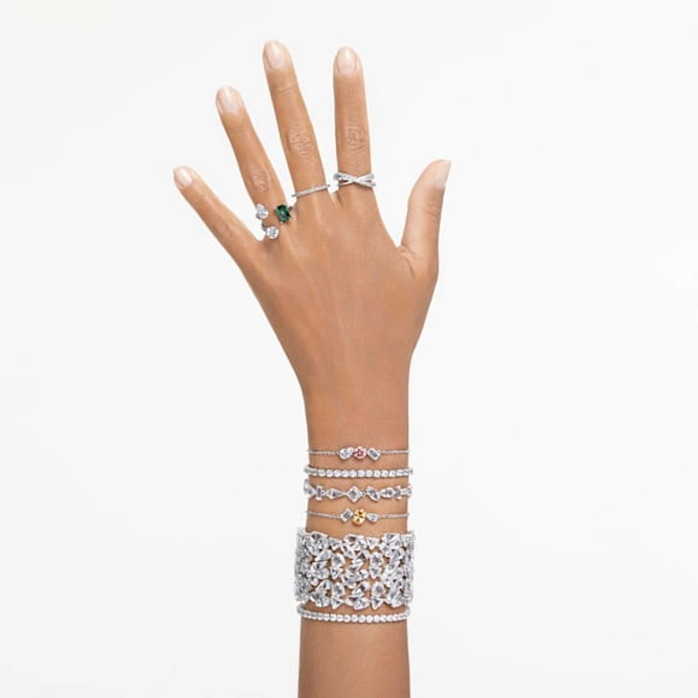 Mesmera bracelet, Mixed cuts, White, Rhodium plated by SWAROVSKI