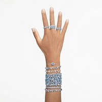 Matrix ring, Baguette cut, Blue, Rhodium plated by SWAROVSKI