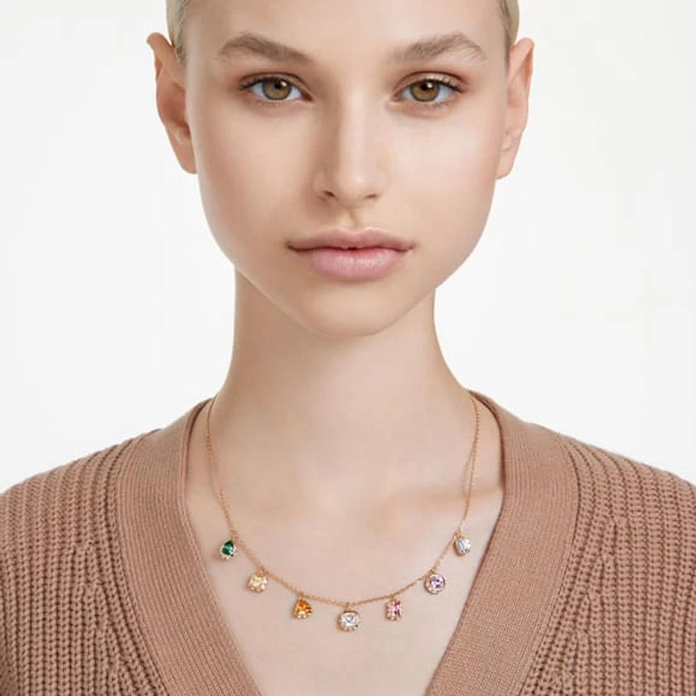 Stilla necklace, Mixed cuts, Multicoloured, Gold-tone plated by SWAROVSKI