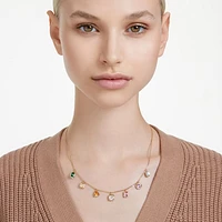 Stilla necklace, Mixed cuts, Multicoloured, Gold-tone plated by SWAROVSKI