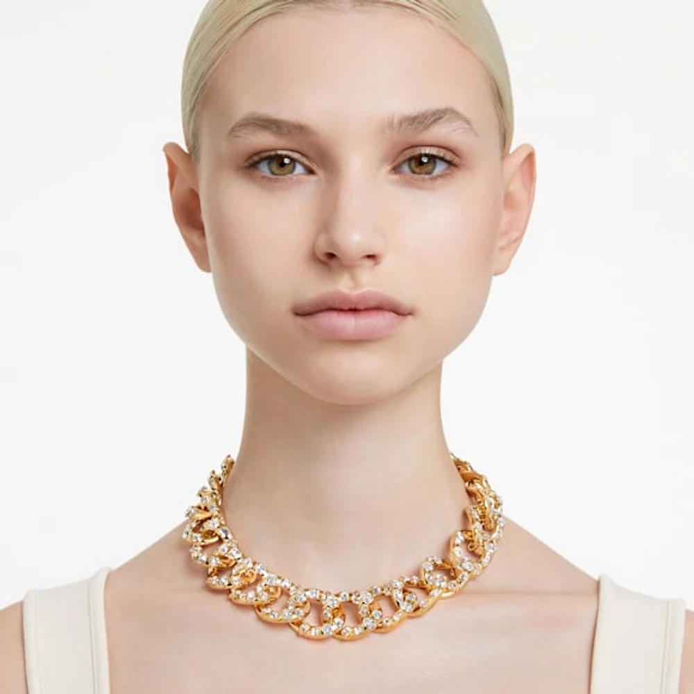 Dextera necklace, Statement, Mixed cuts, Large, White, Gold-tone plated by SWAROVSKI