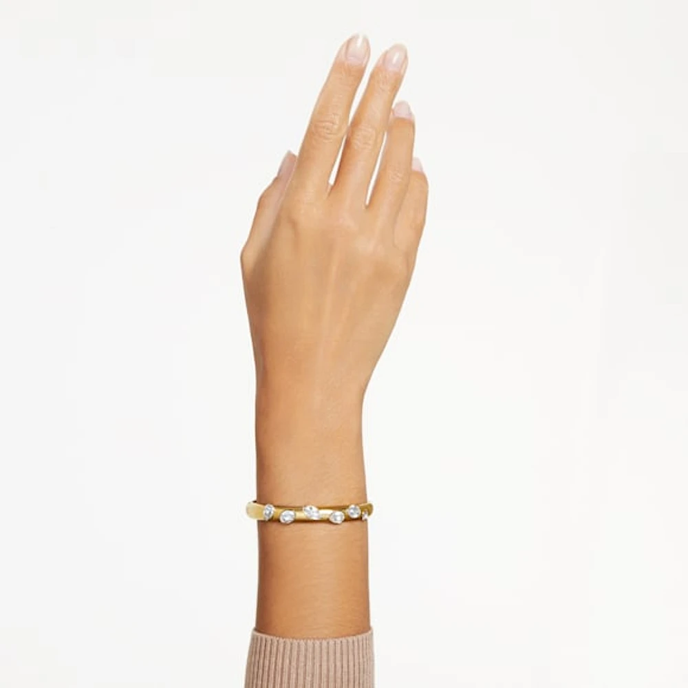 Dextera bangle, Mixed cuts, White, Gold-tone plated by SWAROVSKI