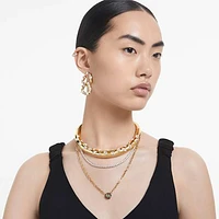 Dextera hoop earrings, Mixed cuts, Interlocking loop, White, Gold-tone plated by SWAROVSKI
