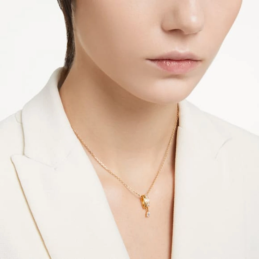 Dextera pendant, Mixed cuts, White, Gold-tone plated by SWAROVSKI