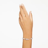 Nice bracelet, Crystal pearl, Feather, White, Rose gold-tone plated by SWAROVSKI