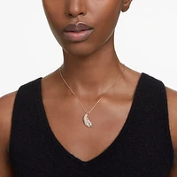 Nice pendant, Feather, White, Rose gold-tone plated by SWAROVSKI