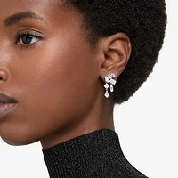 Mesmera drop earrings, Mixed cuts, White, Rhodium plated by SWAROVSKI