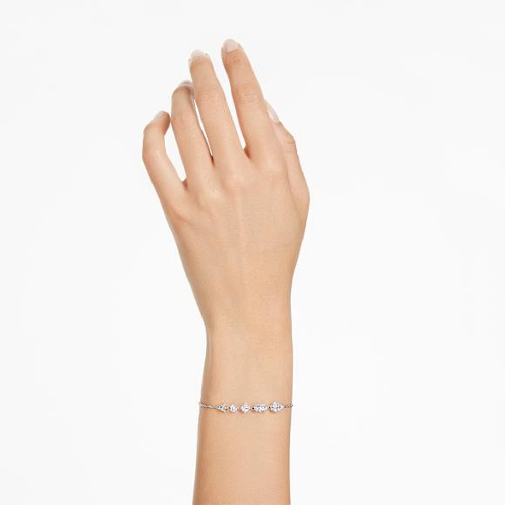 Mesmera set, Mixed cuts, Scattered design, White, Rhodium plated by SWAROVSKI