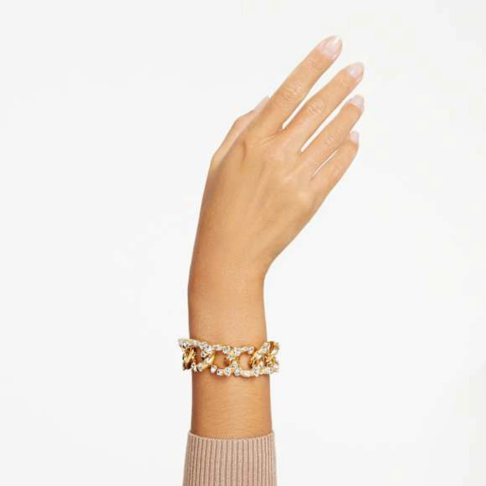 Dextera bracelet, Statement, Mixed cuts, White, Gold-tone plated by SWAROVSKI
