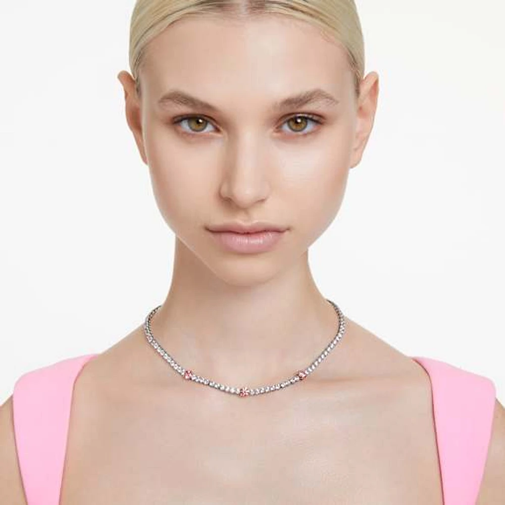 Matrix Tennis necklace, Mixed cuts, Pink, Rhodium plated by SWAROVSKI