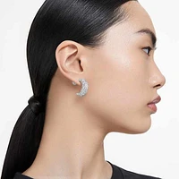 Luna drop earrings, Moon, White, Rhodium plated by SWAROVSKI