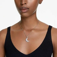 Luna pendant, Moon, White, Rhodium plated by SWAROVSKI