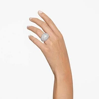 Luna cocktail ring, Moon, White, Rhodium plated by SWAROVSKI