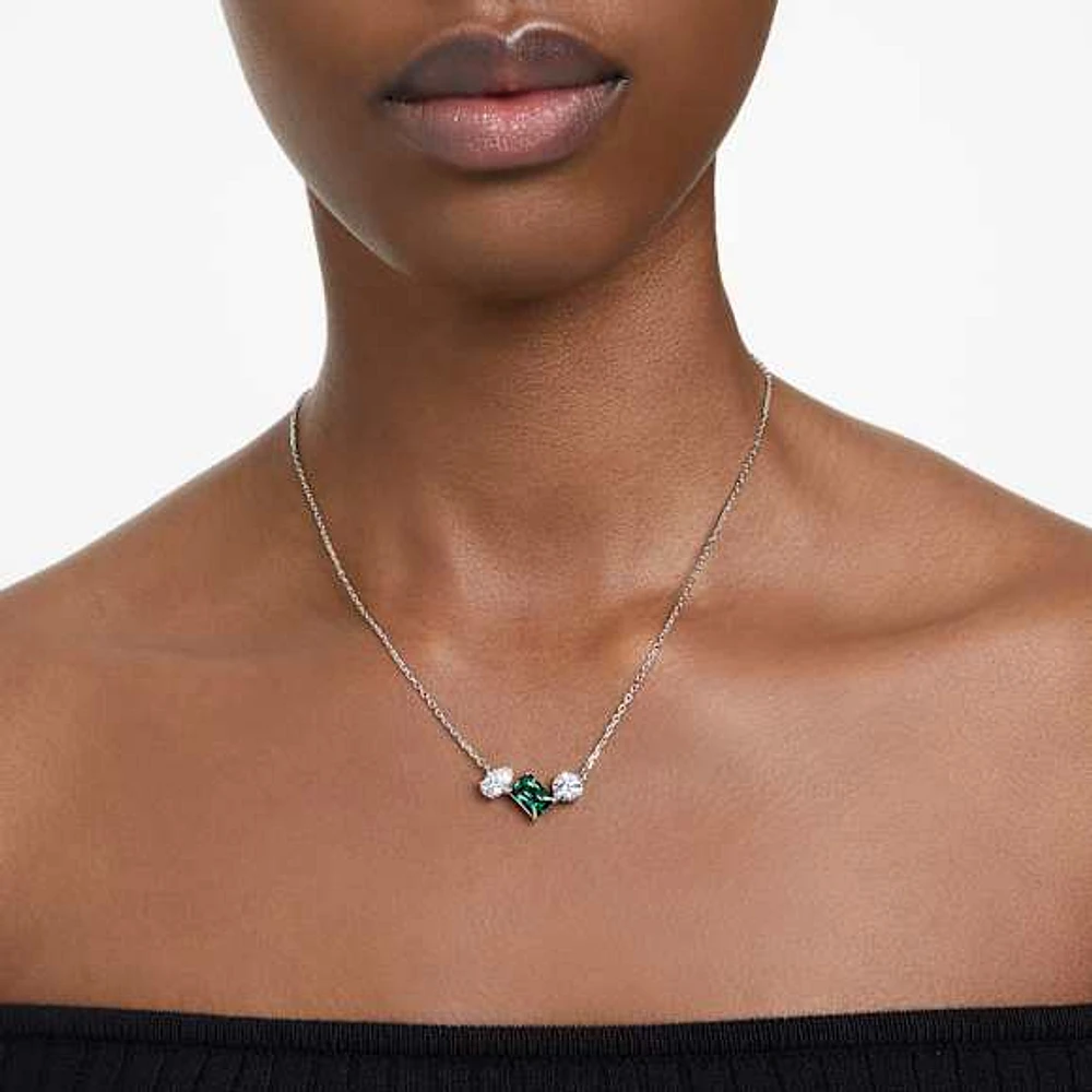 Mesmera pendant, Mixed cuts, Green, Rhodium plated by SWAROVSKI