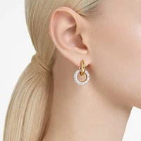 Dextera hoop earrings, Asymmetrical design, Interlocking loop, White