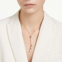 Originally Y pendant, Crystal pearl, White, Rose gold-tone plated by SWAROVSKI