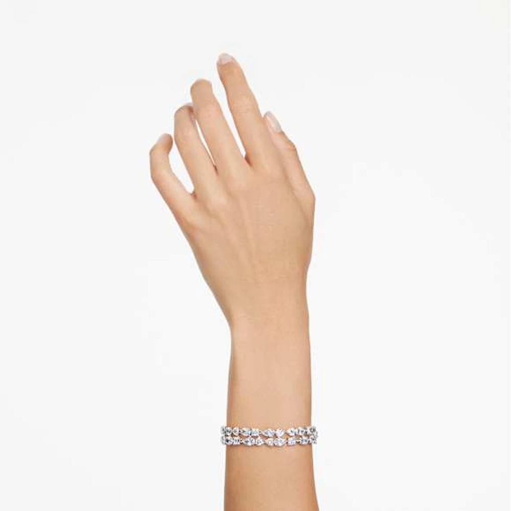 Mesmera bracelet, Mixed cuts, White, Rhodium plated by SWAROVSKI