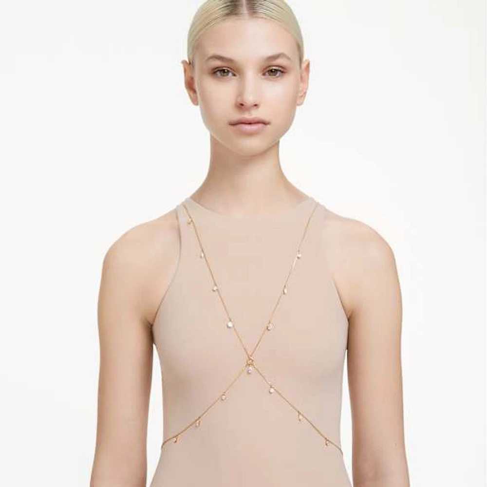 Imber body chain, Mixed cuts, White, Gold-tone plated by SWAROVSKI