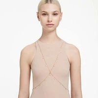 Imber body chain, Mixed cuts, White, Gold-tone plated by SWAROVSKI
