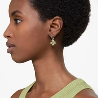 Idyllia drop earrings, Clover, Green, Gold-tone plated by SWAROVSKI